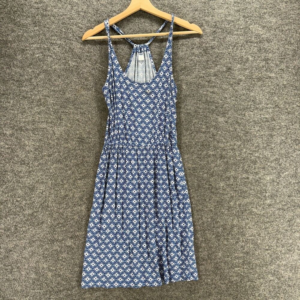 Old Navy Dress Women XS Blue Geometric Sheath Midi Sleeveless Rayon Casual